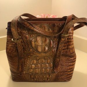 Vintage Brahmin Auth Croc Embossed Bucket Bag